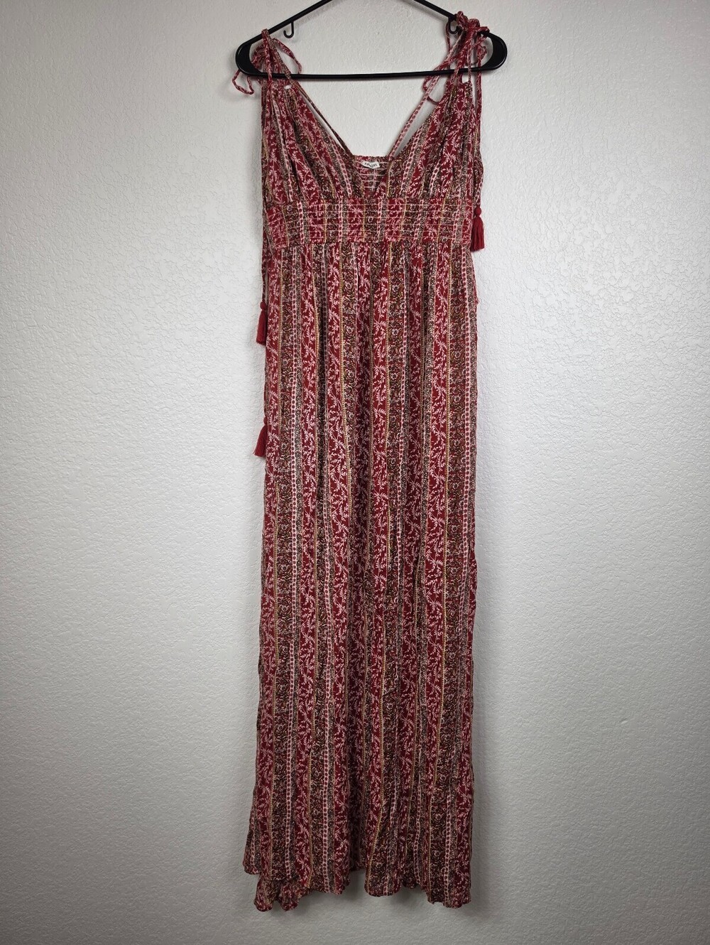 Anthropologie En Crème Bohemian Tie-Strap Maxi Dress